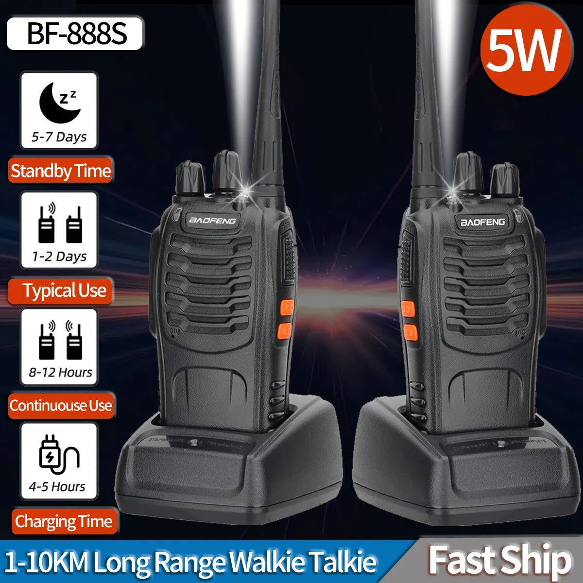 Baofeng BF 888S Talkie Walkie UHF 400 470 MHz Longue Portée