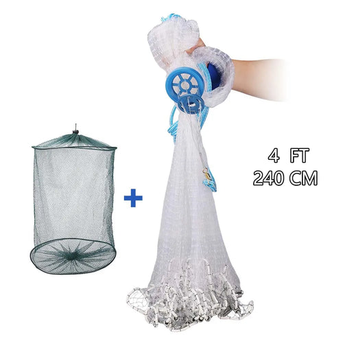 American Saltwater Fishing Cast Net 3ft Radius with Heavy Duty Zinc