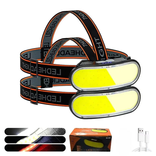 Lumière Éclairante - Lampe Frontale LED COB Rechargeable Type-C avec Batterie Intégrée