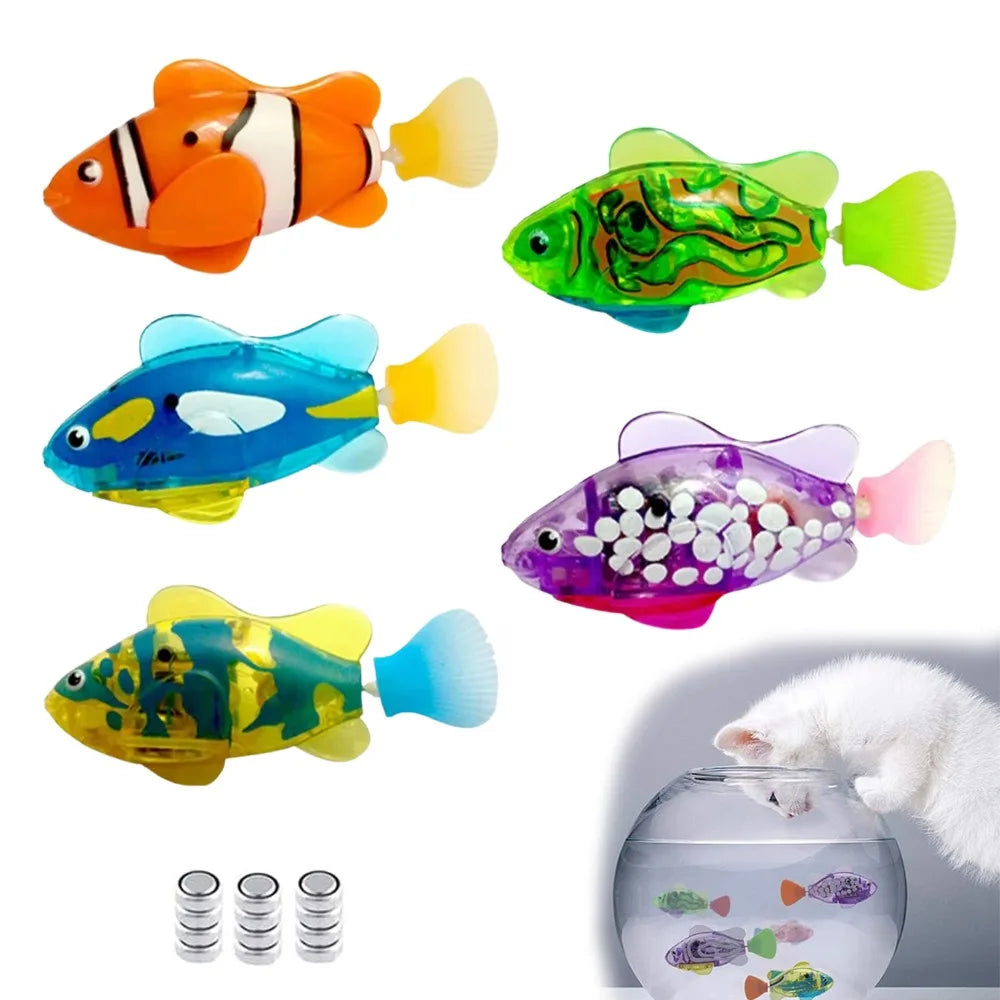 Cat Toy LED Inductive Interactive Swimming Robot Fish Toys Glowing