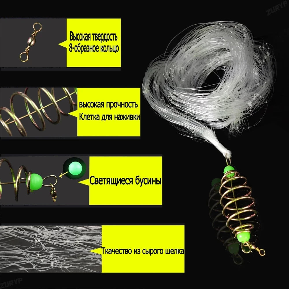 Filet de Pêche Lumineux Pliant en Nylon - Attrapez vos Poissons avec Style!