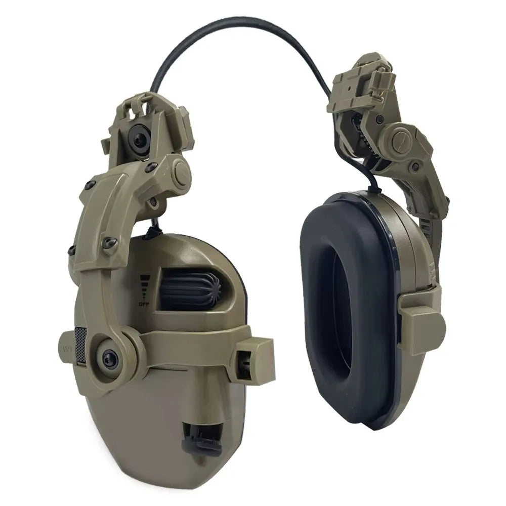 Active Helmet Mounted Earmuffs For Shooting Electronic Hearing