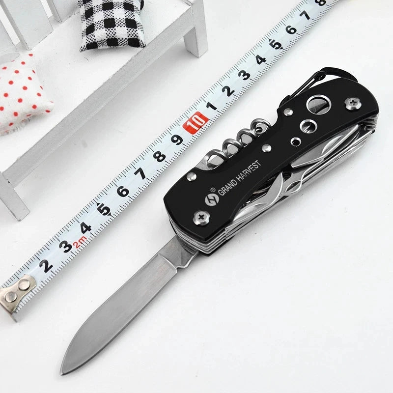 Multitool Knife 11 In 1 Fold Gear Knife Swiss Survive Pocket Hunting
