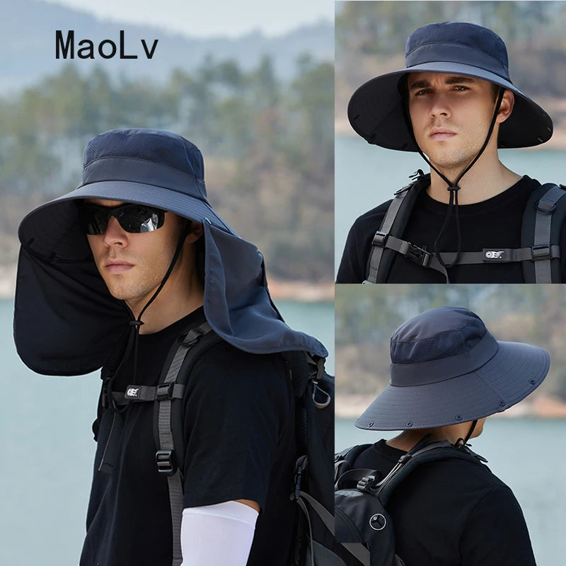 Chapeau d'été UV Double Couche - Protection Solaire pour Pêche et Chasse - Confort et Style en Plein Air