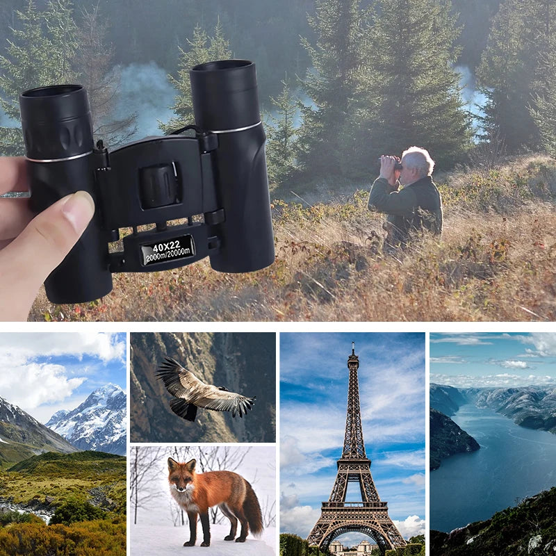 40x22 HD Powerful Binoculars 2000M Long Range Folding Mini Telescope