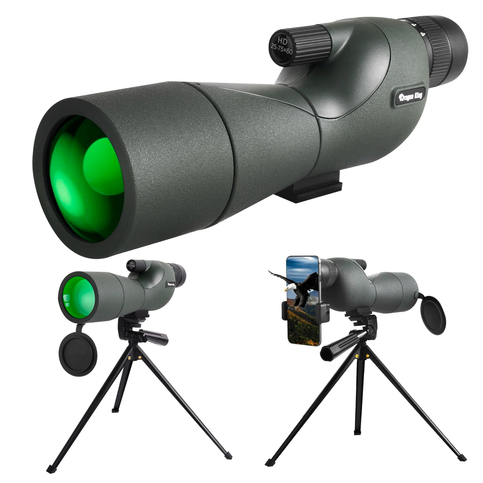 25-75x60 Telescope Spotting Scope Powerful Zoom Monocular FMC BAK4