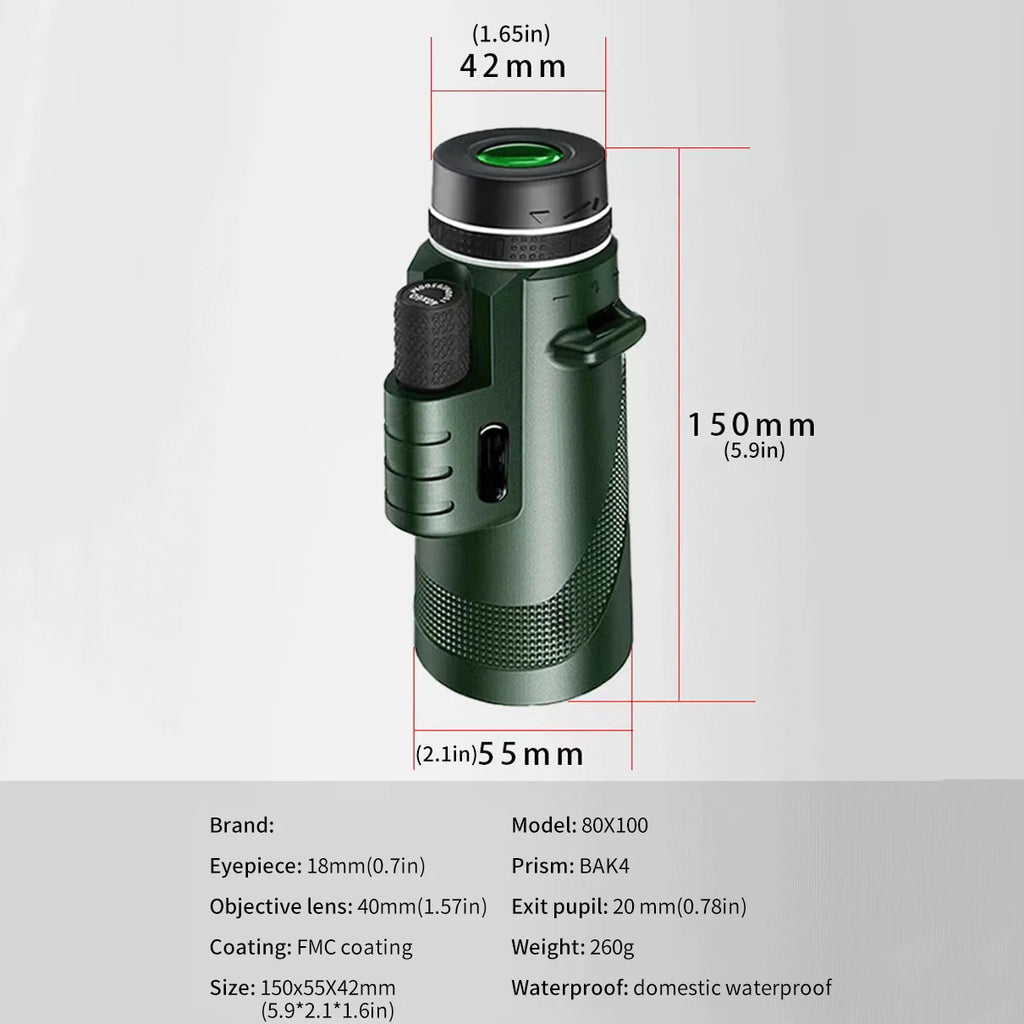 80x100 Portable Zoom HD 5000M Telescope Folding Long Distance Mini