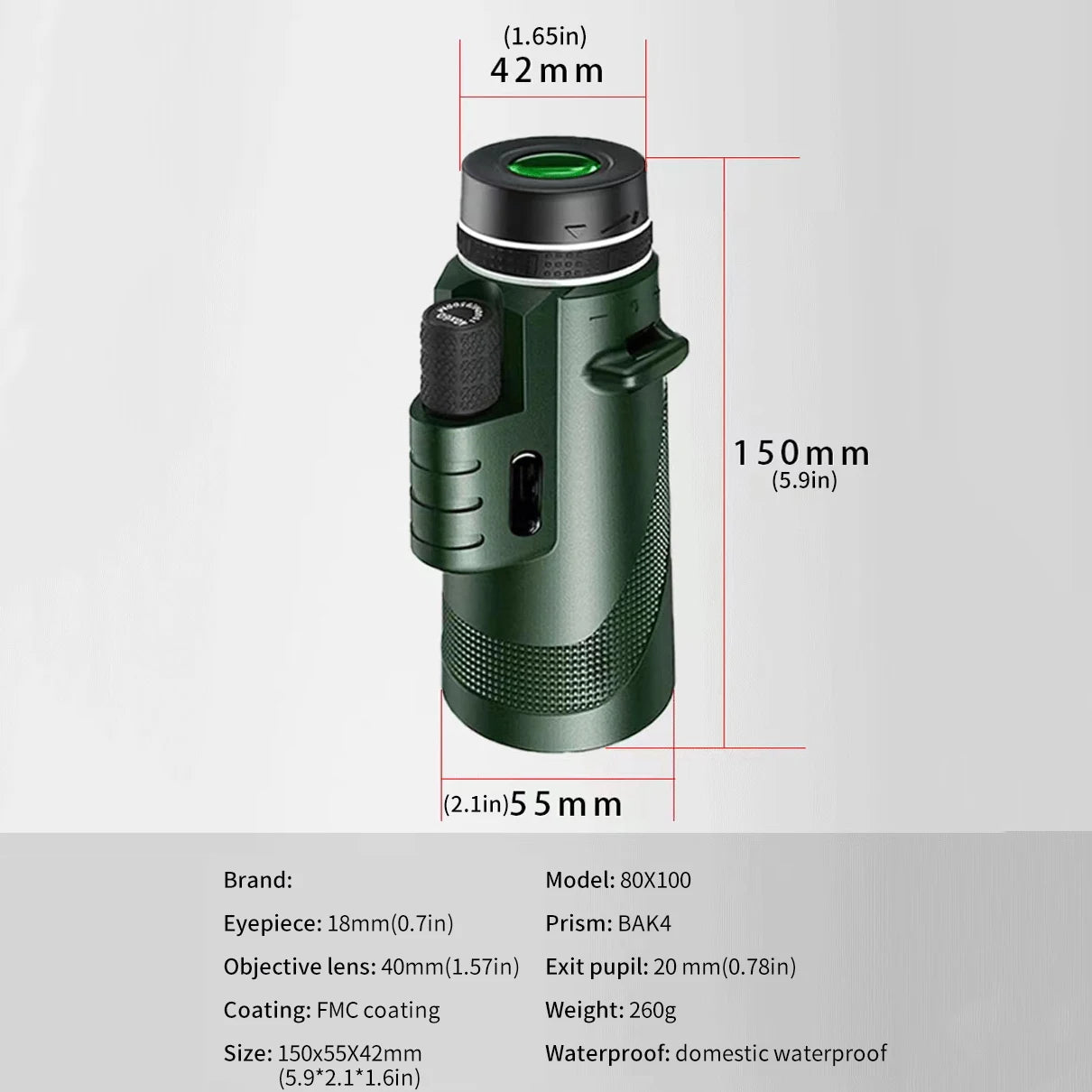 80x100 Portable Zoom HD 5000M Telescope Folding Long Distance Mini