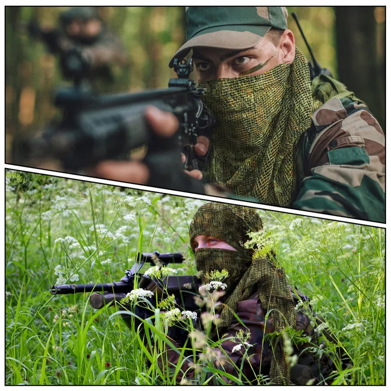 Large Camouflage Scarf Sniper Hunter Mesh Face Scarf Men Riding