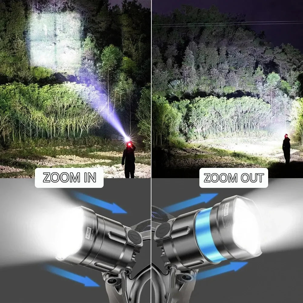 Super Bright LED Headlamp with XHP90 Lamp Beads Waterproof Headlight