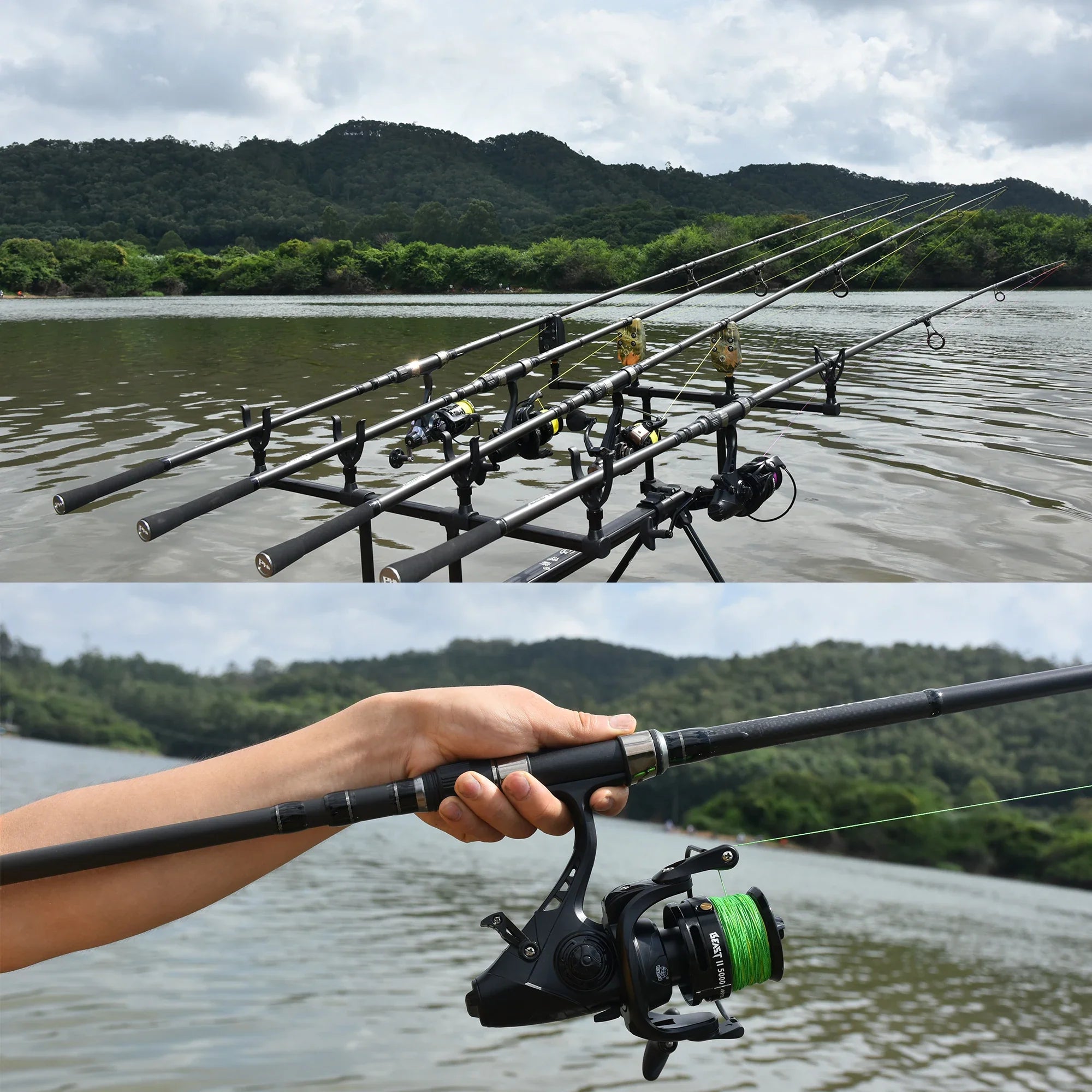 NNEOBA 2-Tips 4.2m Carbon Fiber Carp Fishing Rod Grey