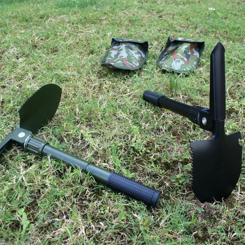 Military Small Folding Camping Shovel, Mini Compact Pickaxe with
