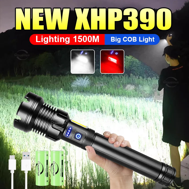 XHP390 Most Powerful Flashlight Usb Rechargeable Flashlight Strong