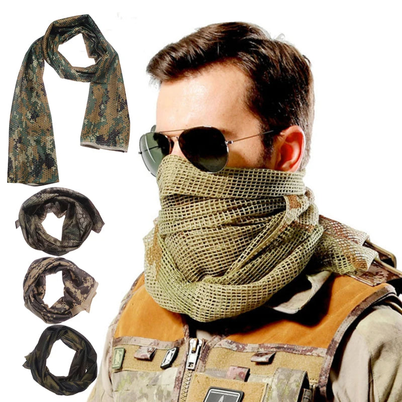 Large Camouflage Scarf Sniper Hunter Mesh Face Scarf Men Riding