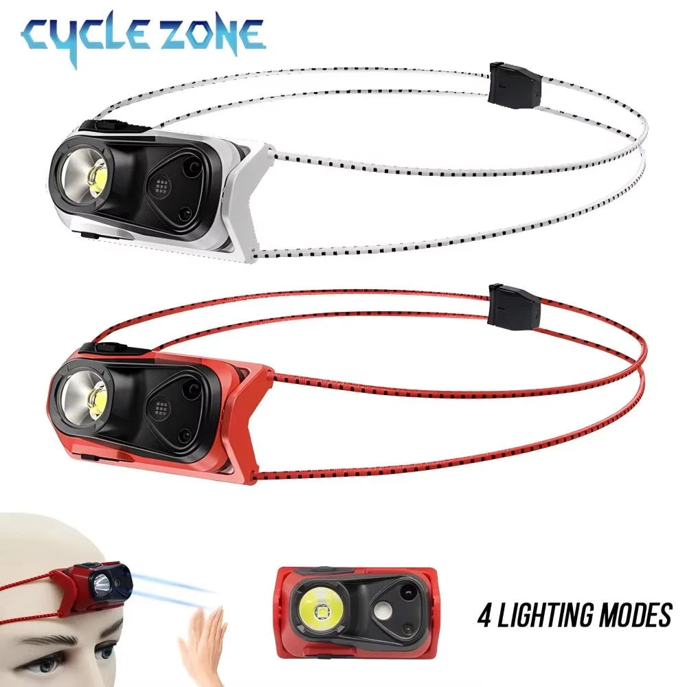 Portable XPG Headlight Sensor Headlamp Mini Flashlight USB