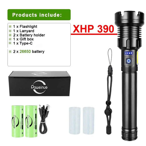 XHP390 Most Powerful Flashlight Usb Rechargeable Flashlight Strong