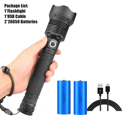 USB Powerful xhp70.2 Flashlight Torch Super Bright Rechargeable Zoom