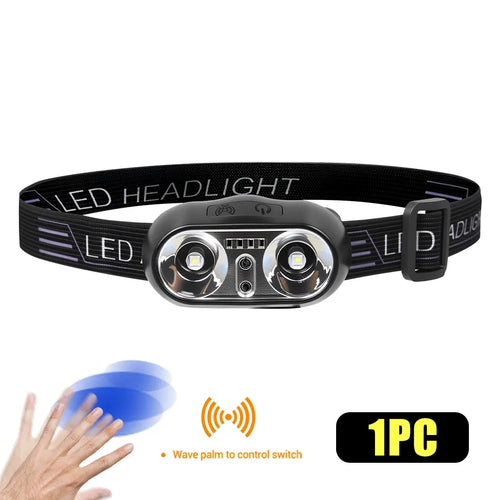 Lumière Éclairante - Lampe Frontale LED COB Rechargeable Type-C avec Batterie Intégrée