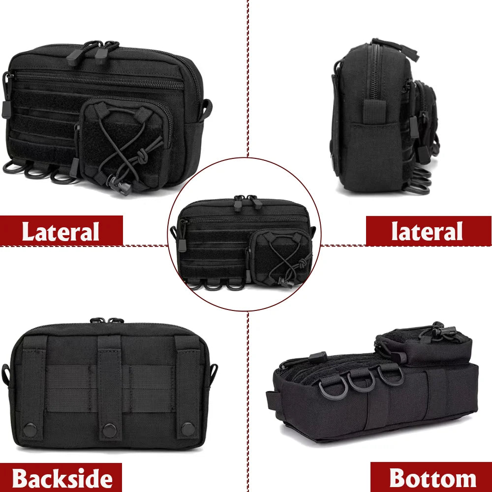 Tactical Molle Horizontal Admin Pouch with Front Drawstring Pocket EMT