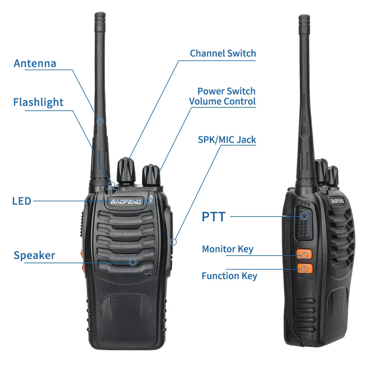 2/4PCS Baofeng BF-888S Pro Walkie Talkie Wireless Copy Frequency Long