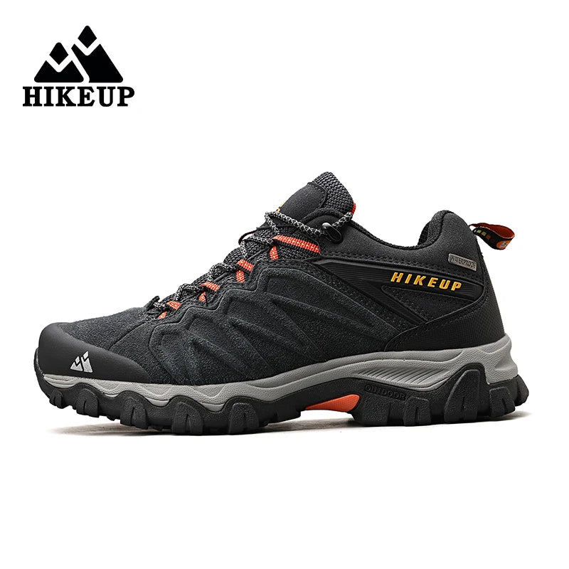 HIKEUP High Quality Leather Hiking Shoes Durable Outdoor Sport Men