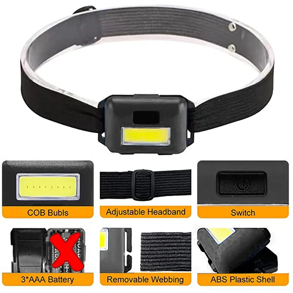 C9 Camping Led Mini Headlights Portable Cob Headlamps Waterproof Head