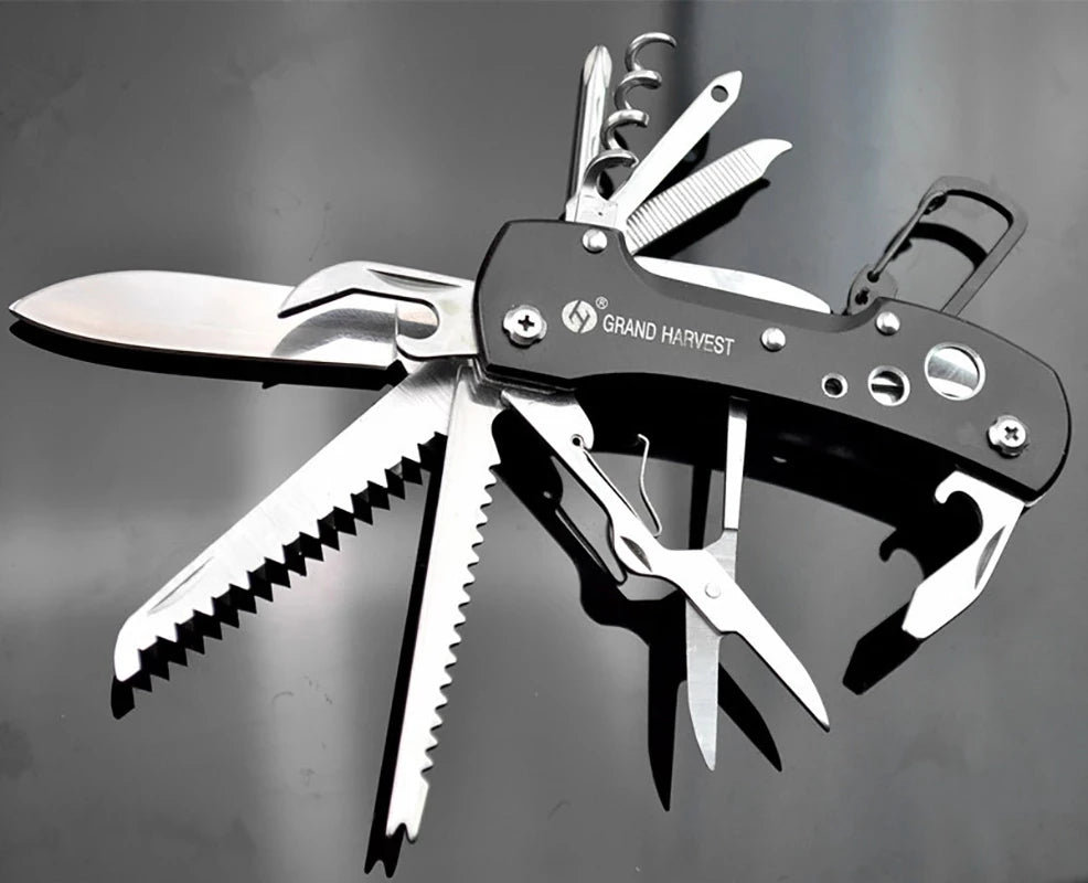 Multitool Knife 11 In 1 Fold Gear Knife Swiss Survive Pocket Hunting