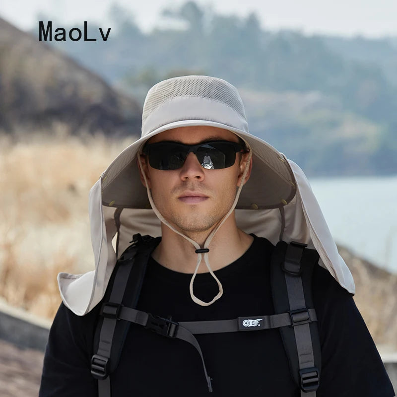 Chapeau d'été UV Double Couche - Protection Solaire pour Pêche et Chasse - Confort et Style en Plein Air