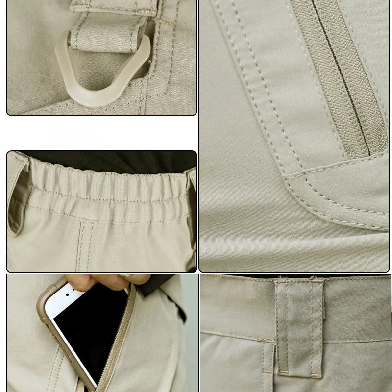 Summer Men Cargo Shorts Quick Dry Tactical Short Pants Multi-Pocket