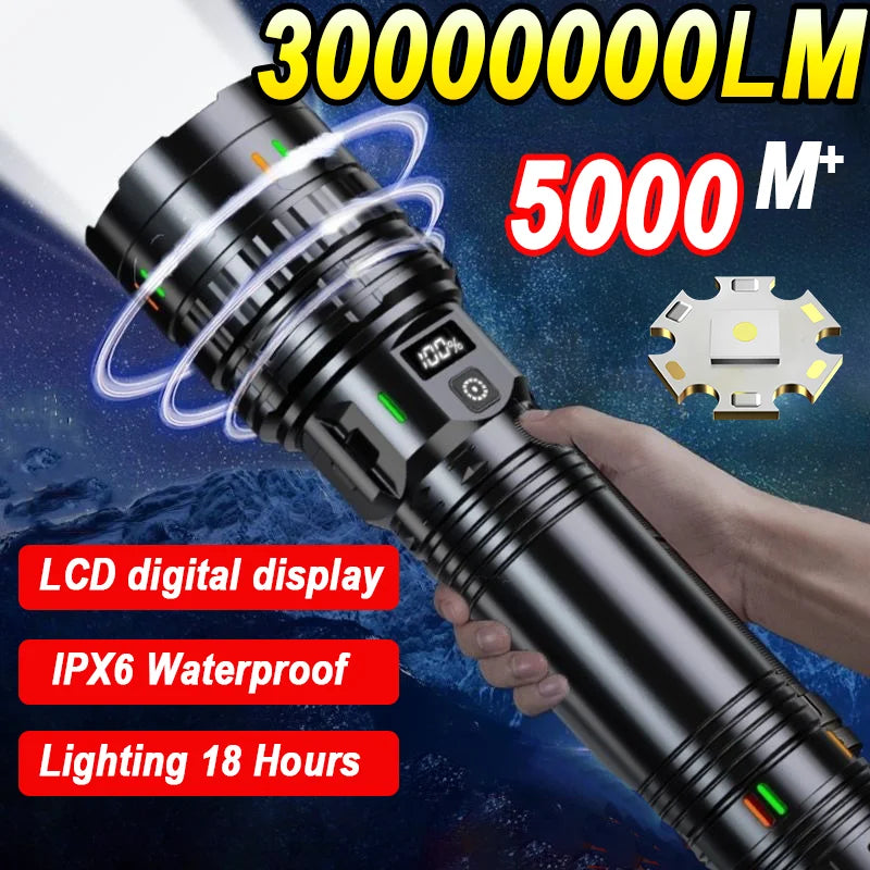 30000000LM High Power LED Flashlight Most Bright Tactical Torch
