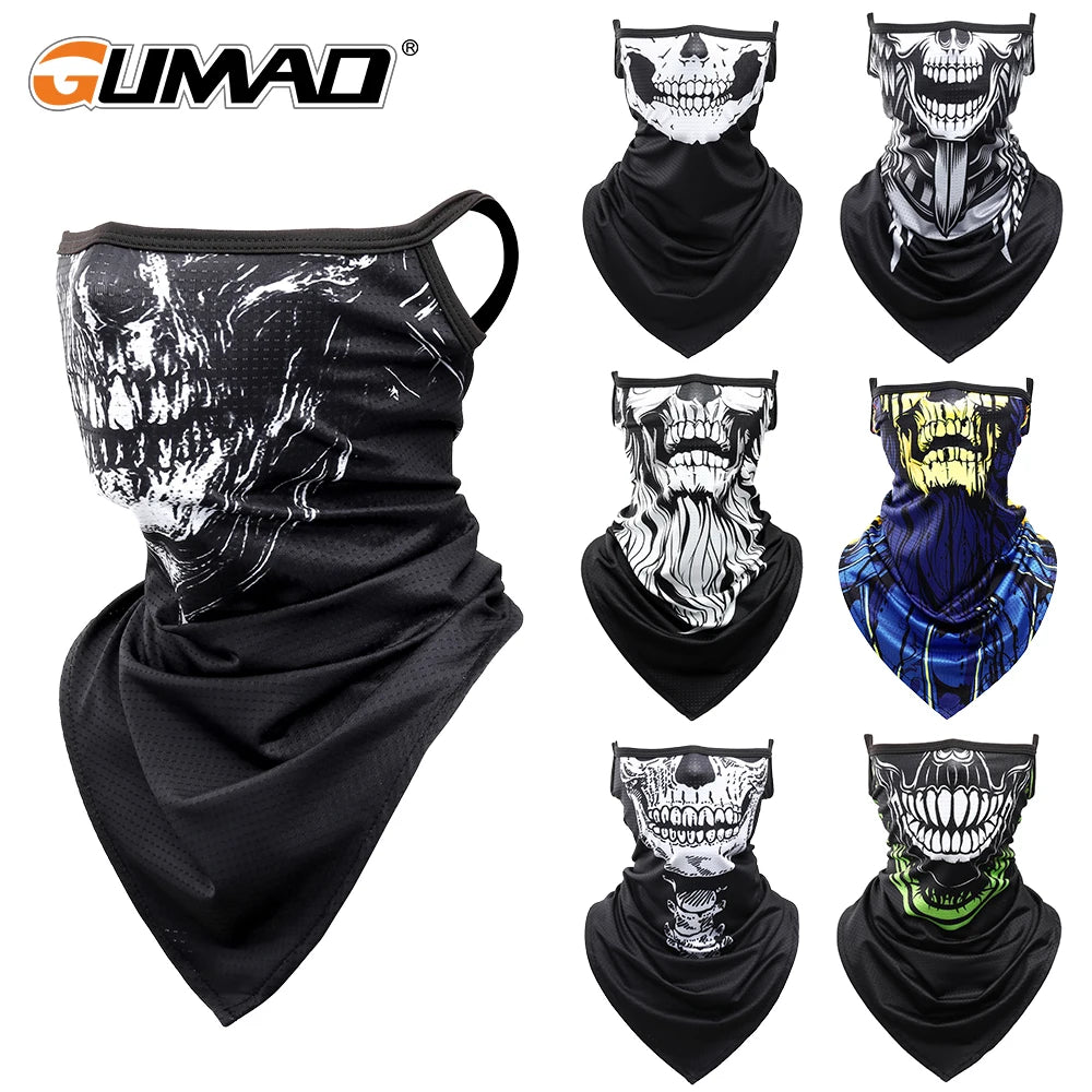 3D Skull Summer Bandana Hanging Ear Triangle Scarf Cycling Hiking