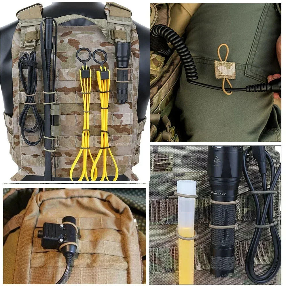 10 Pièces Sangles MOLLE Elastiques Nylon Pour Fixations