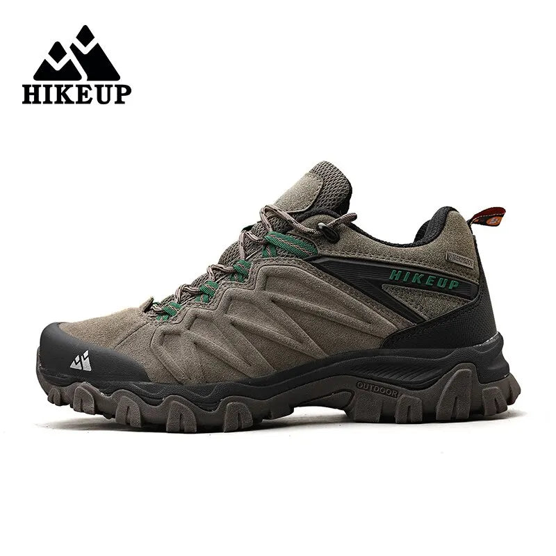 HIKEUP High Quality Leather Hiking Shoes Durable Outdoor Sport Men
