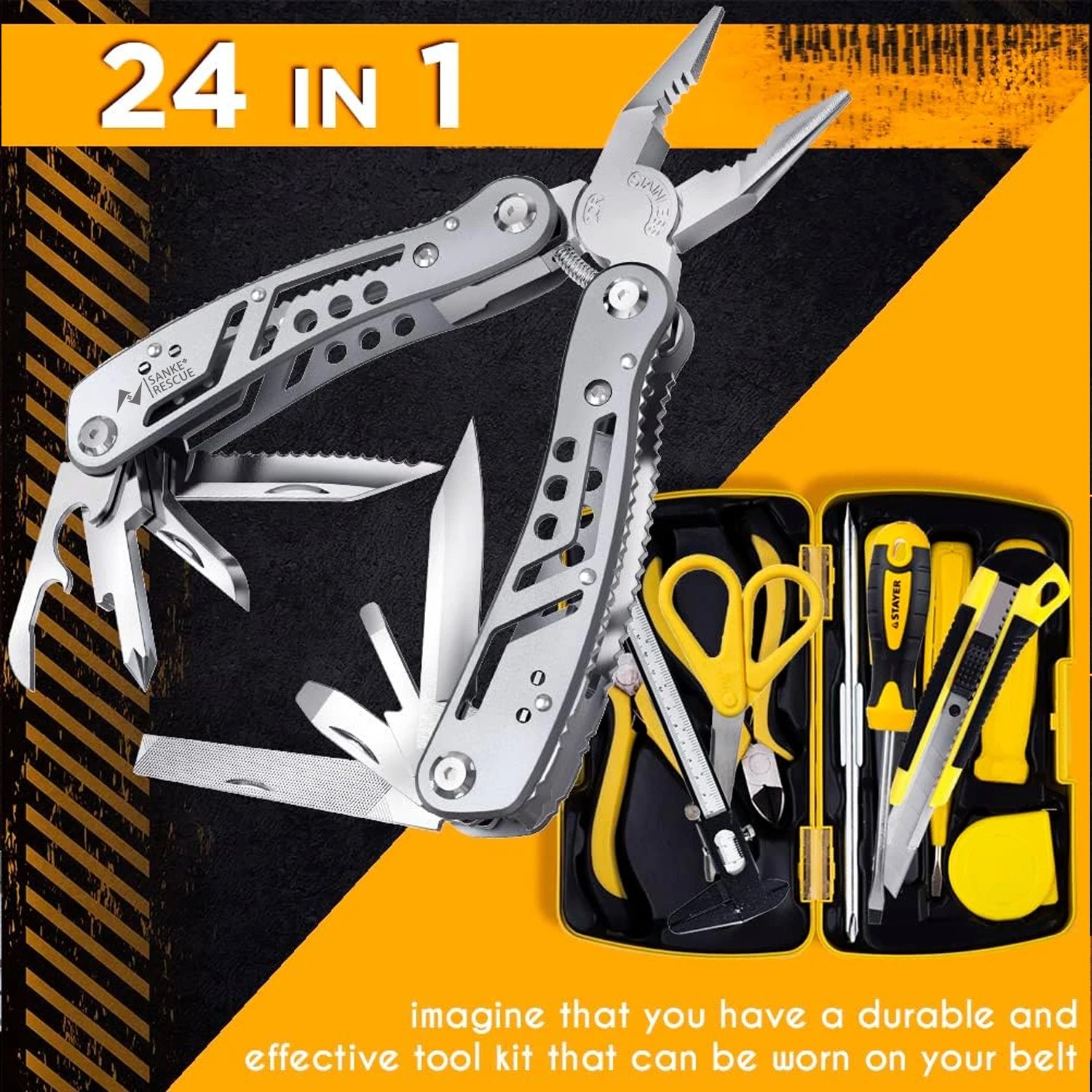Portable Pocket Multitool 420 Stainless Steel Multitool Pliers Knife