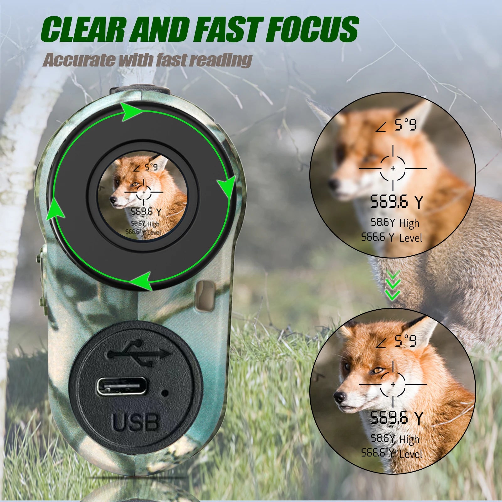 REVASRI Hunting Laser Rangefinder 1000 Yards with Rechargeable Battery