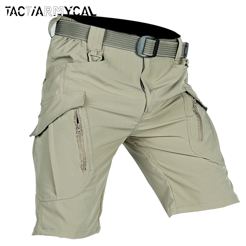 Summer Men Cargo Shorts Quick Dry Tactical Short Pants Multi-Pocket