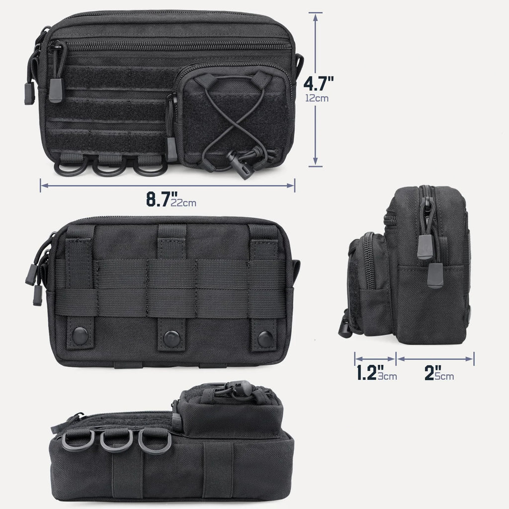 Tactical Molle Horizontal Admin Pouch with Front Drawstring Pocket EMT