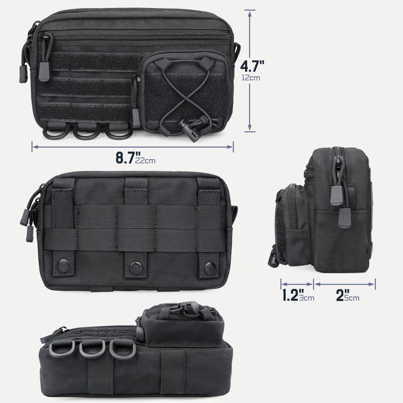 Tactical Molle Horizontal Admin Pouch with Front Drawstring Pocket EMT
