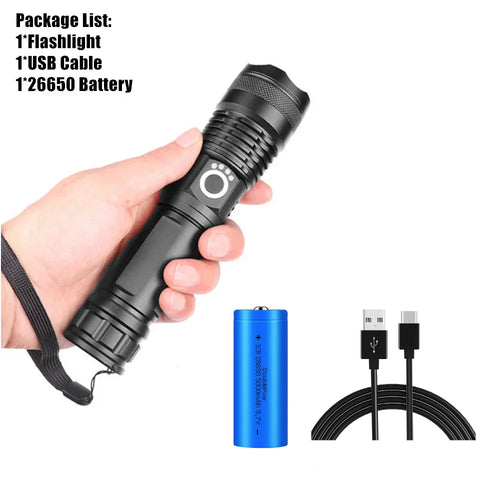 Rechargeable LED Flashlights 90000 Lumens Super Bright Zoomable