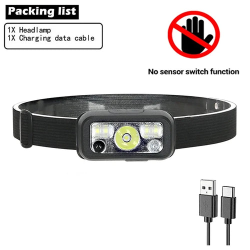 Mini Rechargeable Powerful Sensor Headlamp Fishing Camping USB Head