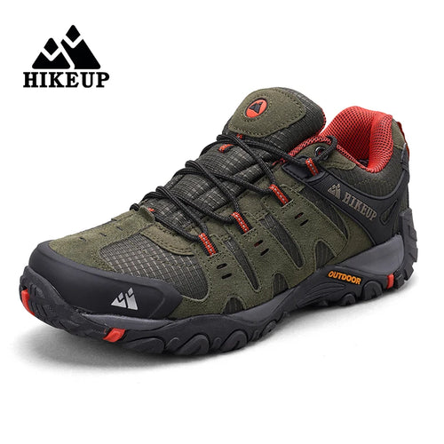 HIKEUP Men's Hiking Shoes Suede Leather Outdoor Shoes Wear-resistant