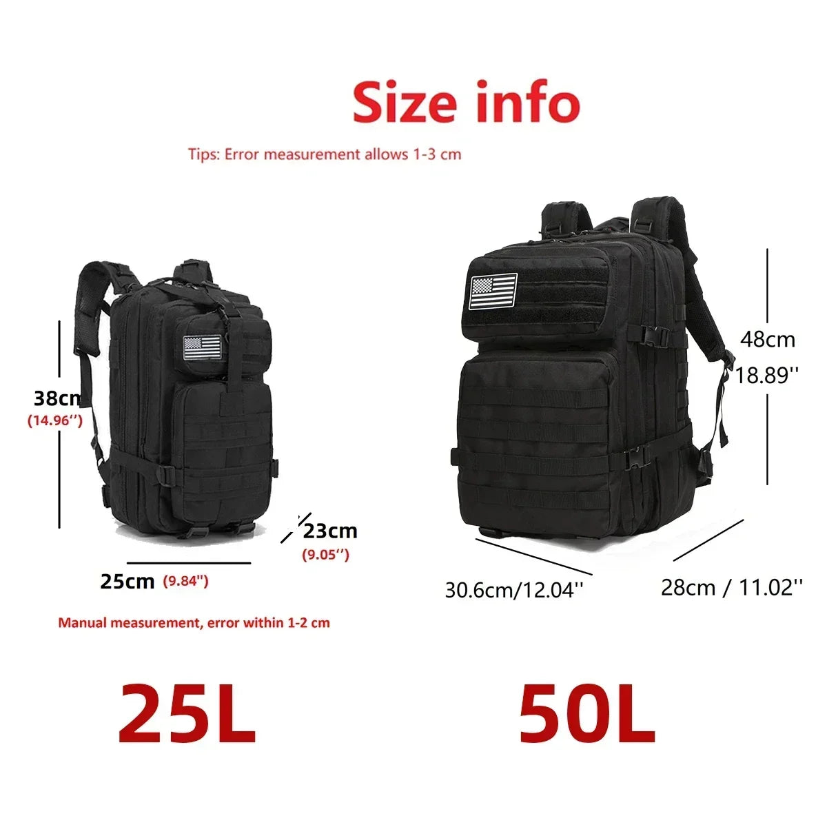 25L/50L Tactical Backpack Molle Bag Outdoor Bags Backpack for Hiking