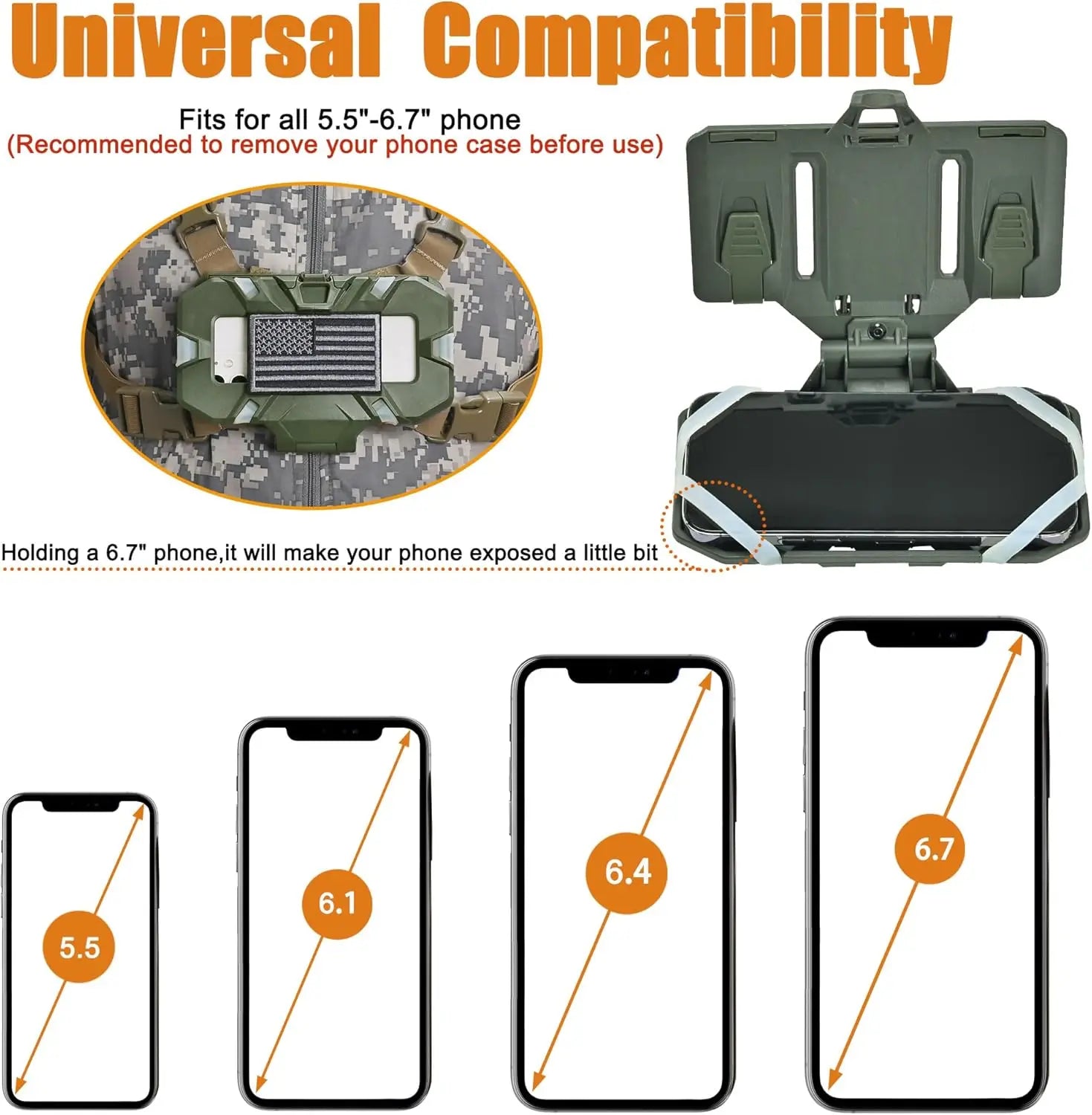 Tactical MOLLE Phone Holder, Folding Navigation Board, Cellphone Hold