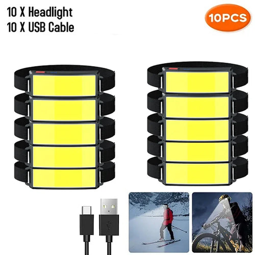 Lumière Éclairante - Lampe Frontale LED COB Rechargeable Type-C avec Batterie Intégrée