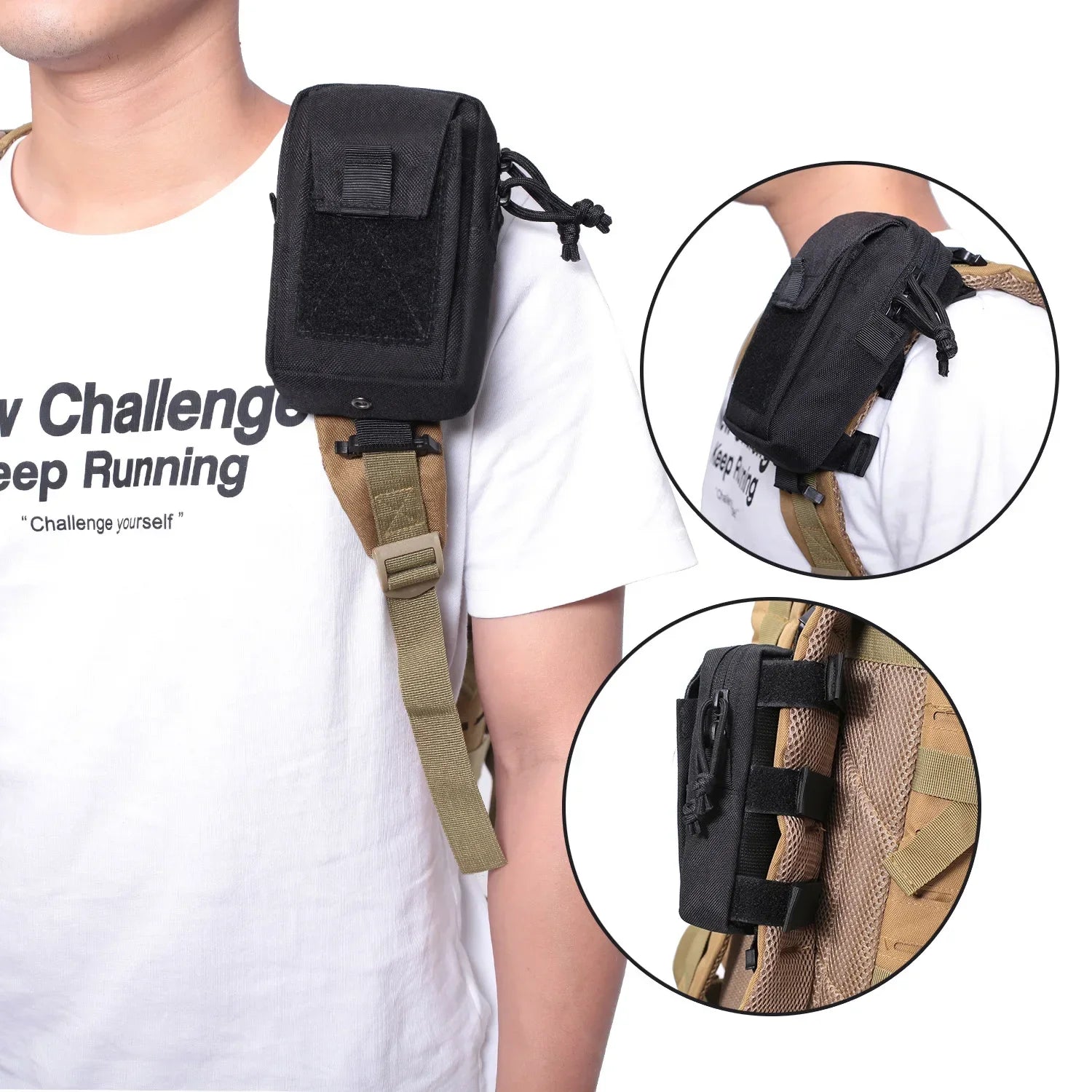 Molle Backpack Strap Bag Phone Holder Outdoor Sports Running Camping