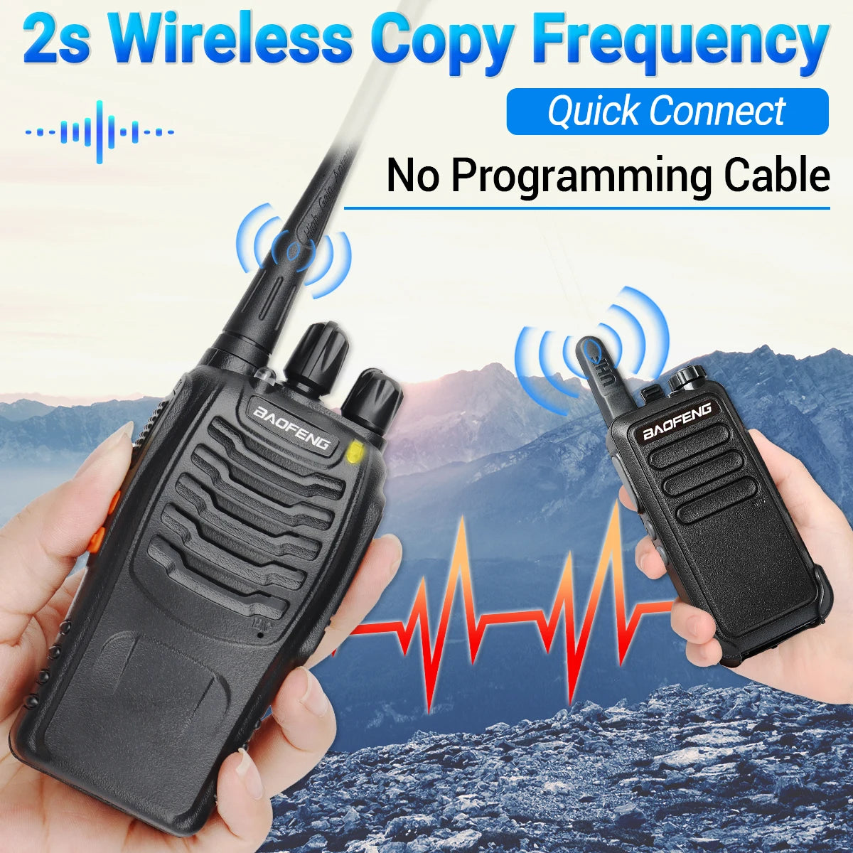 2/4PCS Baofeng BF-888S Pro Walkie Talkie Wireless Copy Frequency Long