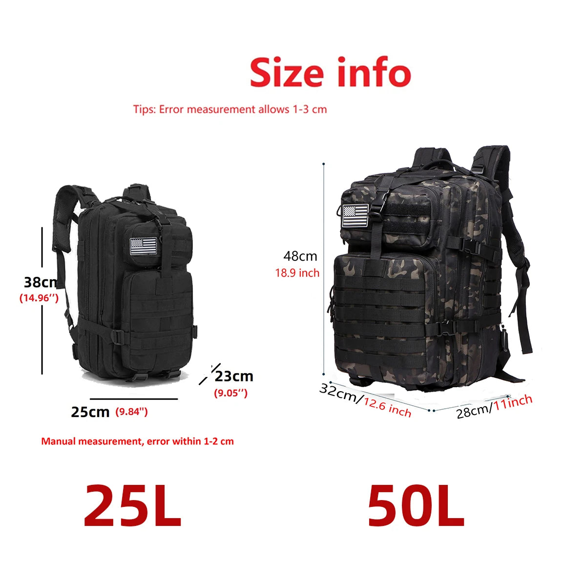 25L/50L Sturdy Nylon Waterproof Tactical Sports Trekking Fishing
