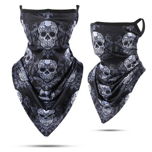 3D Skull Summer Bandana Hanging Ear Triangle Scarf Cycling Hiking