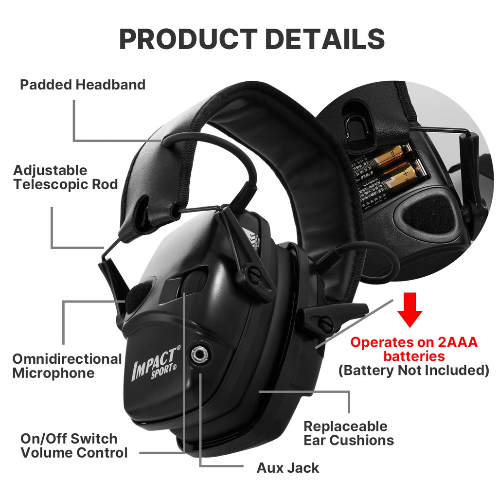 Electronic Shooting Headset Headphones for Hearing Protection Ear