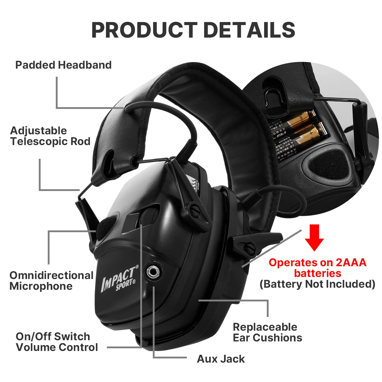 Electronic Shooting Headset Headphones for Hearing Protection Ear